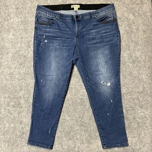 Democracy Distressed AB Technology Skinny Jeans Women's Size 24W Dark Blue Denim